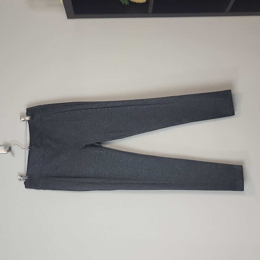 LOFT Black Silver Metallic Pull-on Stretch Knit Pants